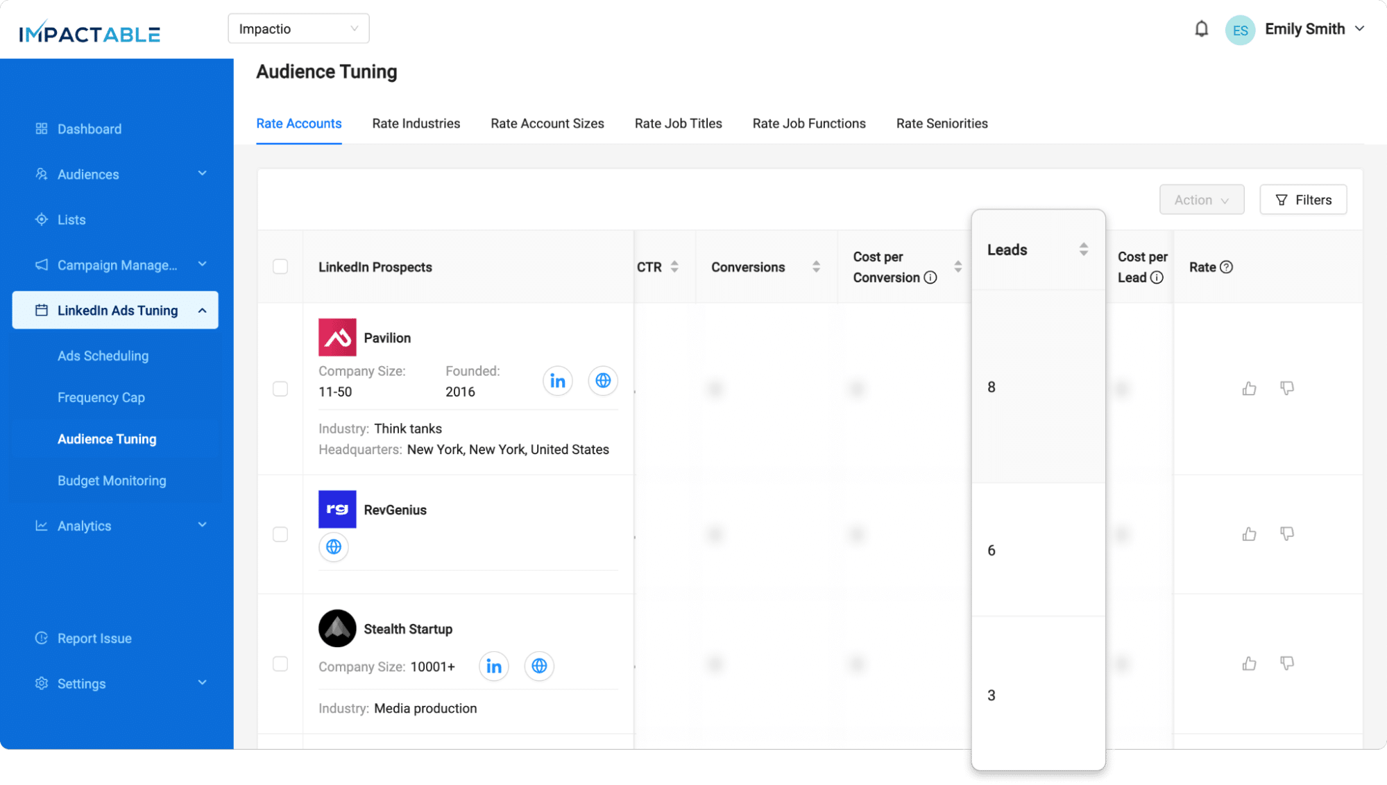 Audience tuning - leads